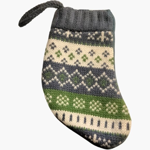 Blue Green Knit Christmas Argyle 7 Inch - Picture 1 of 3